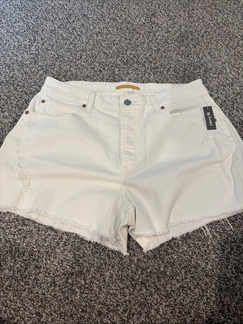 Goldie Blues Juniors White 3.5 cheeky shortie Denim Shorts size 14. NWT